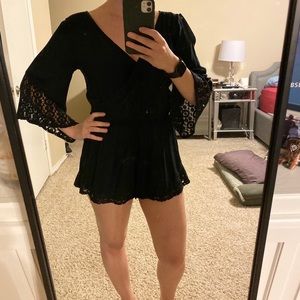 Abercrombie black lace romper